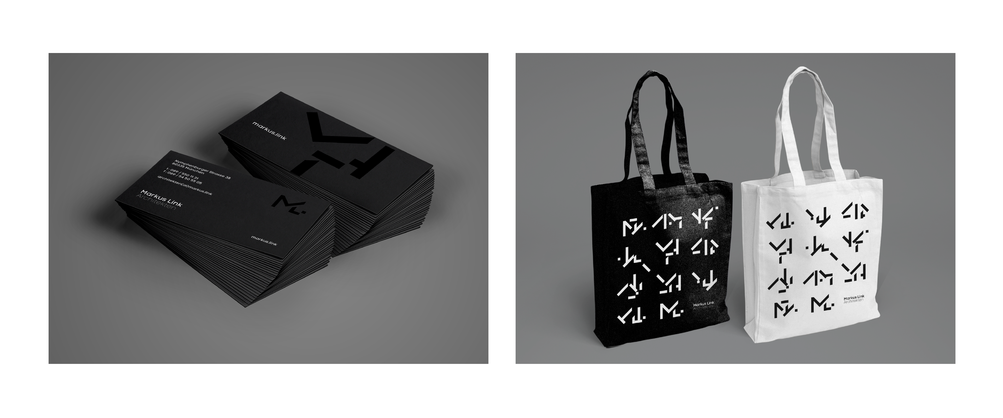 Markus Link business cards and tote bags